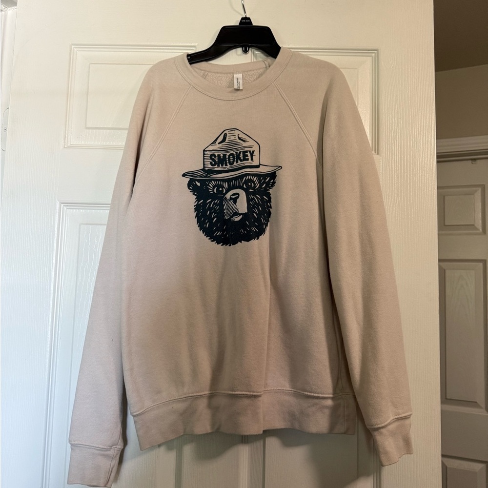 Bella Canvas Men's Cream Bear Graphic Crewneck Sweater